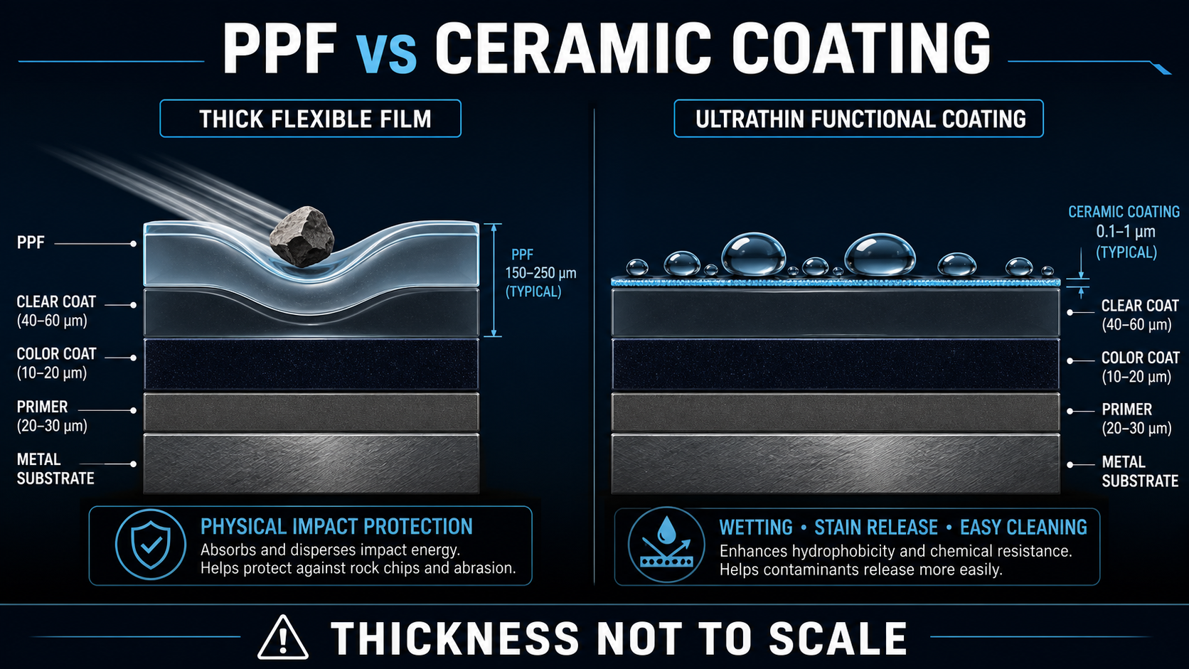 PPF and ceramic coating structure and function compared